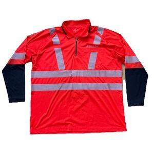 Delta Airlines Ramp Polo Shirt Mens 2XL Orange 1/4 Zip Long Sleeve Uniform